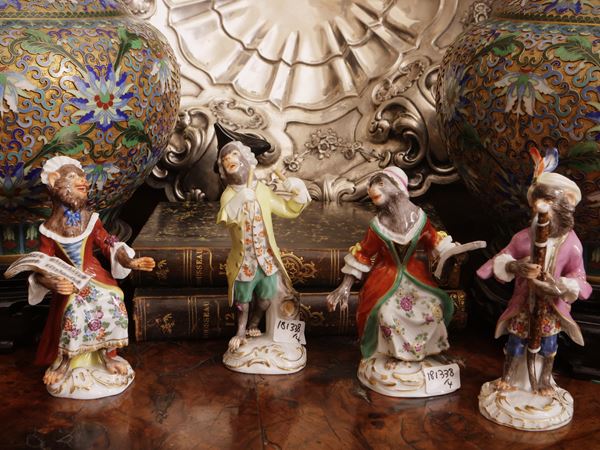Musician monkeys in Meissen porcelain