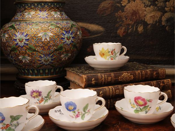 Series of twelve Meissen porcelain coffee cups
