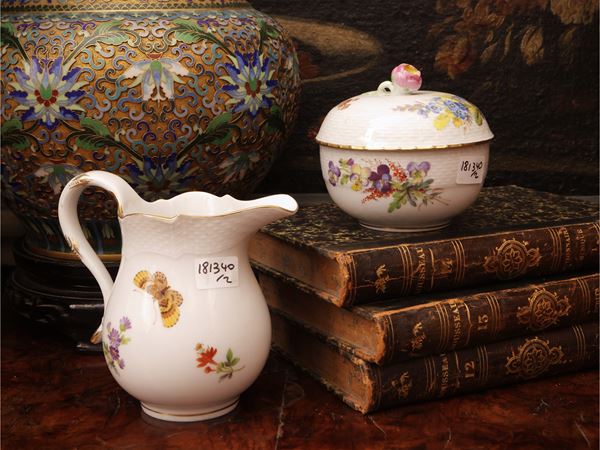Meissen porcelain milk jug and sugar bowl