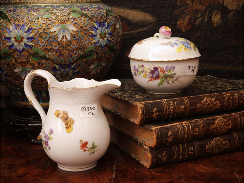 Lattiera e zuccheriera, porcellana di Meissen, XX secolo