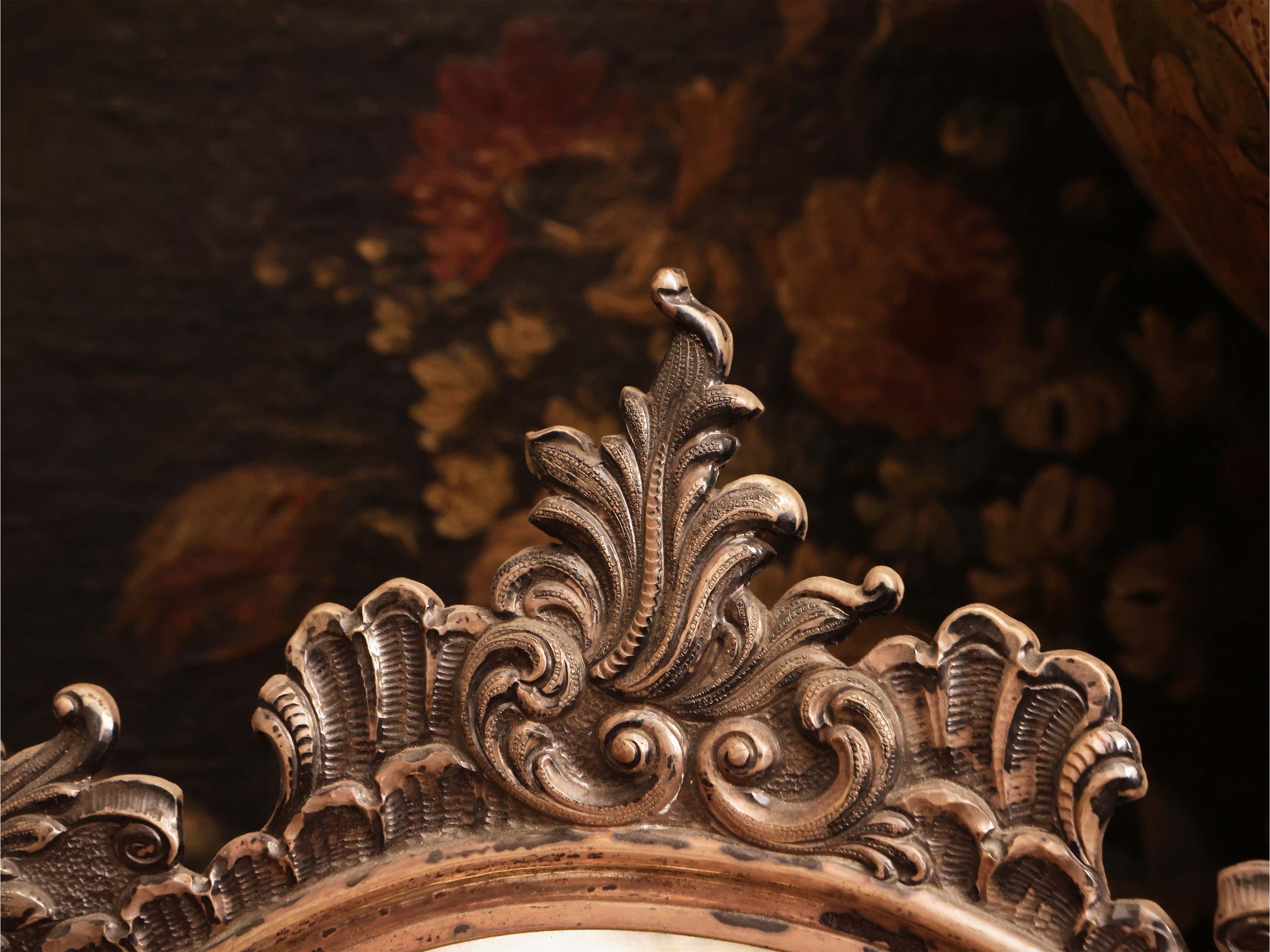 Specchiera da toilette con cornice in argento