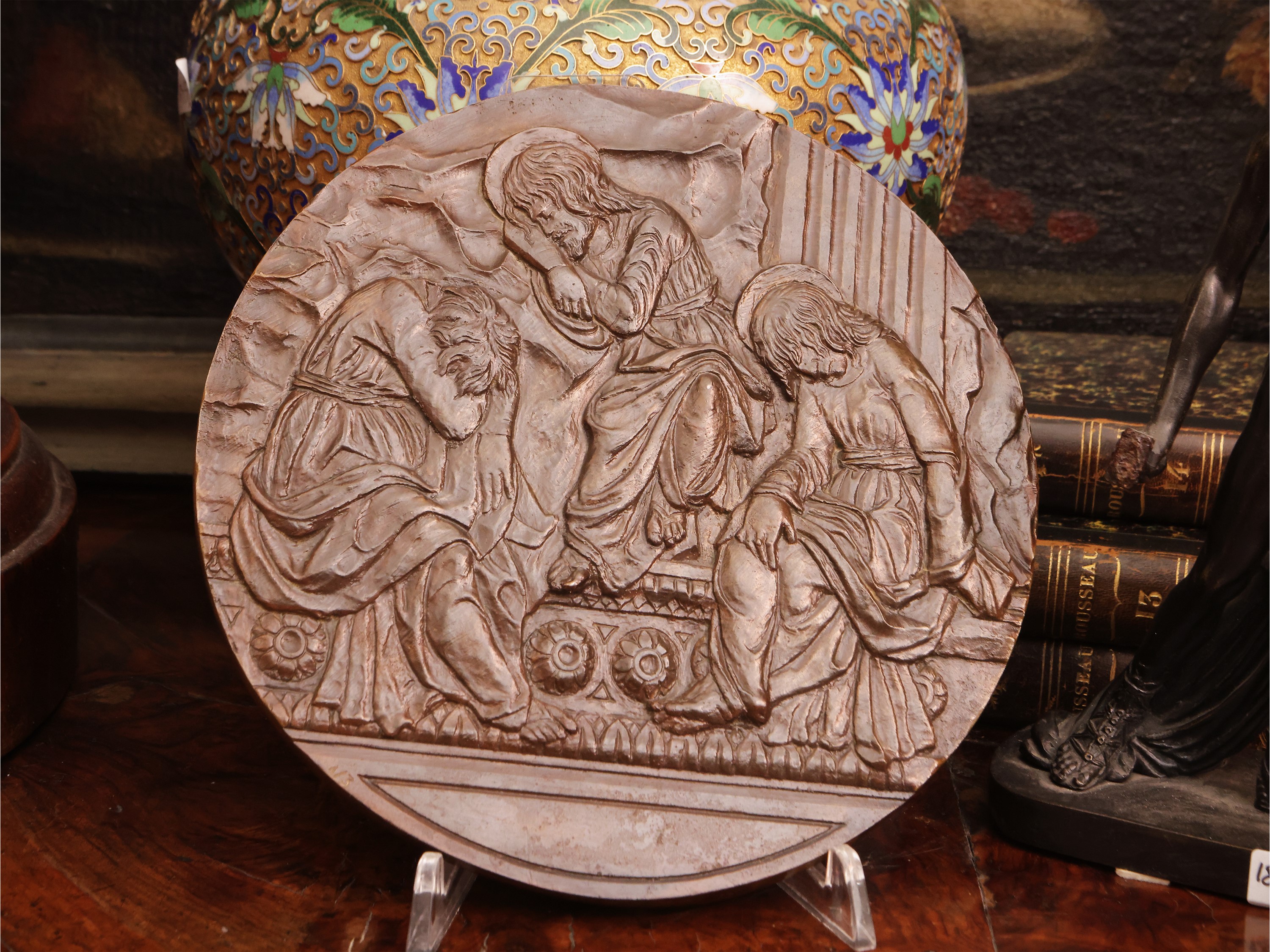 C. Badii, Due bronzi decorativi raffiguranti Perseo e placca a bassorilievo