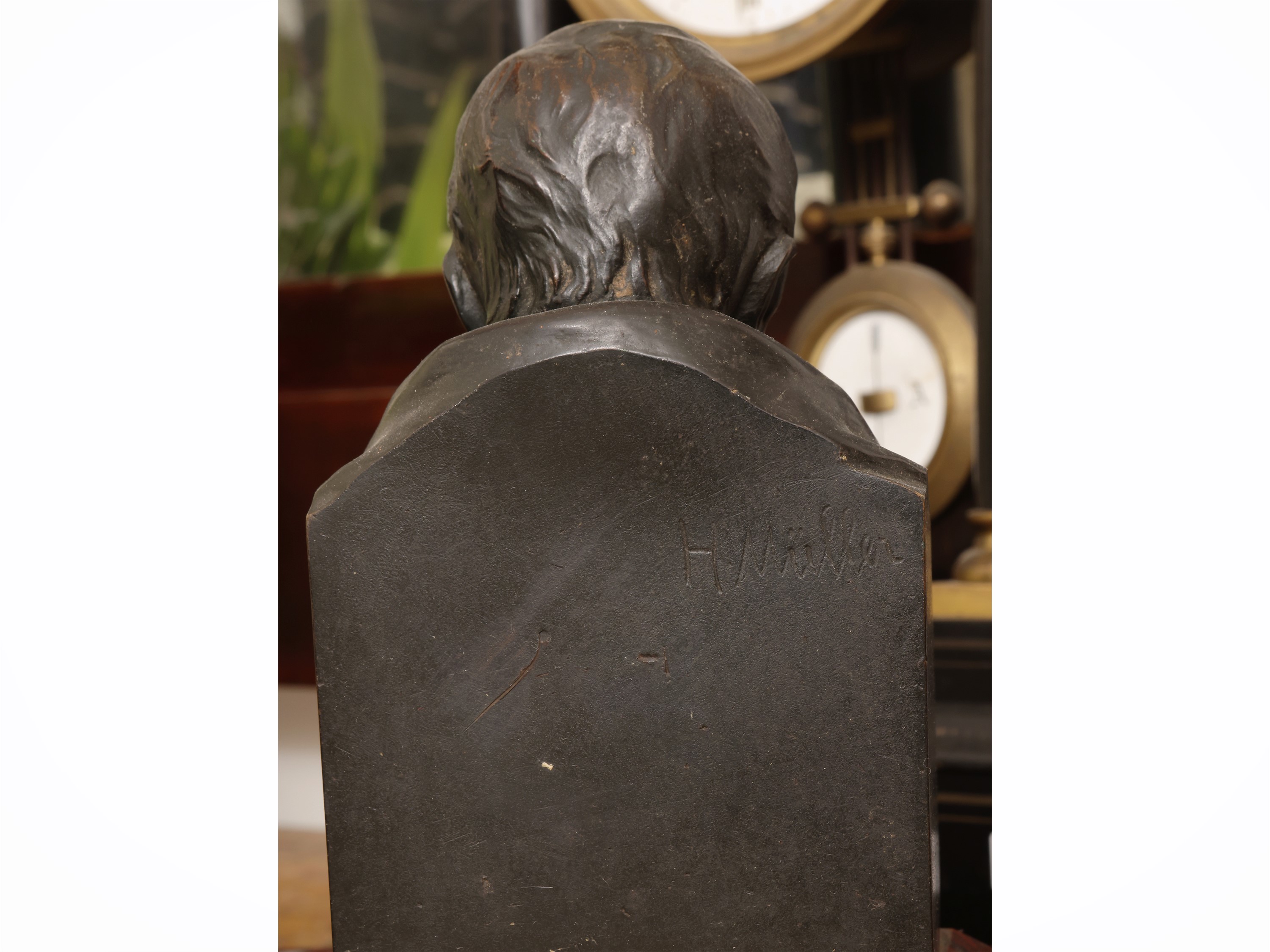 Calamaio in bronzo dorato e marmo rosso, XVIII secolo con busto di Napoleone Bonaparte