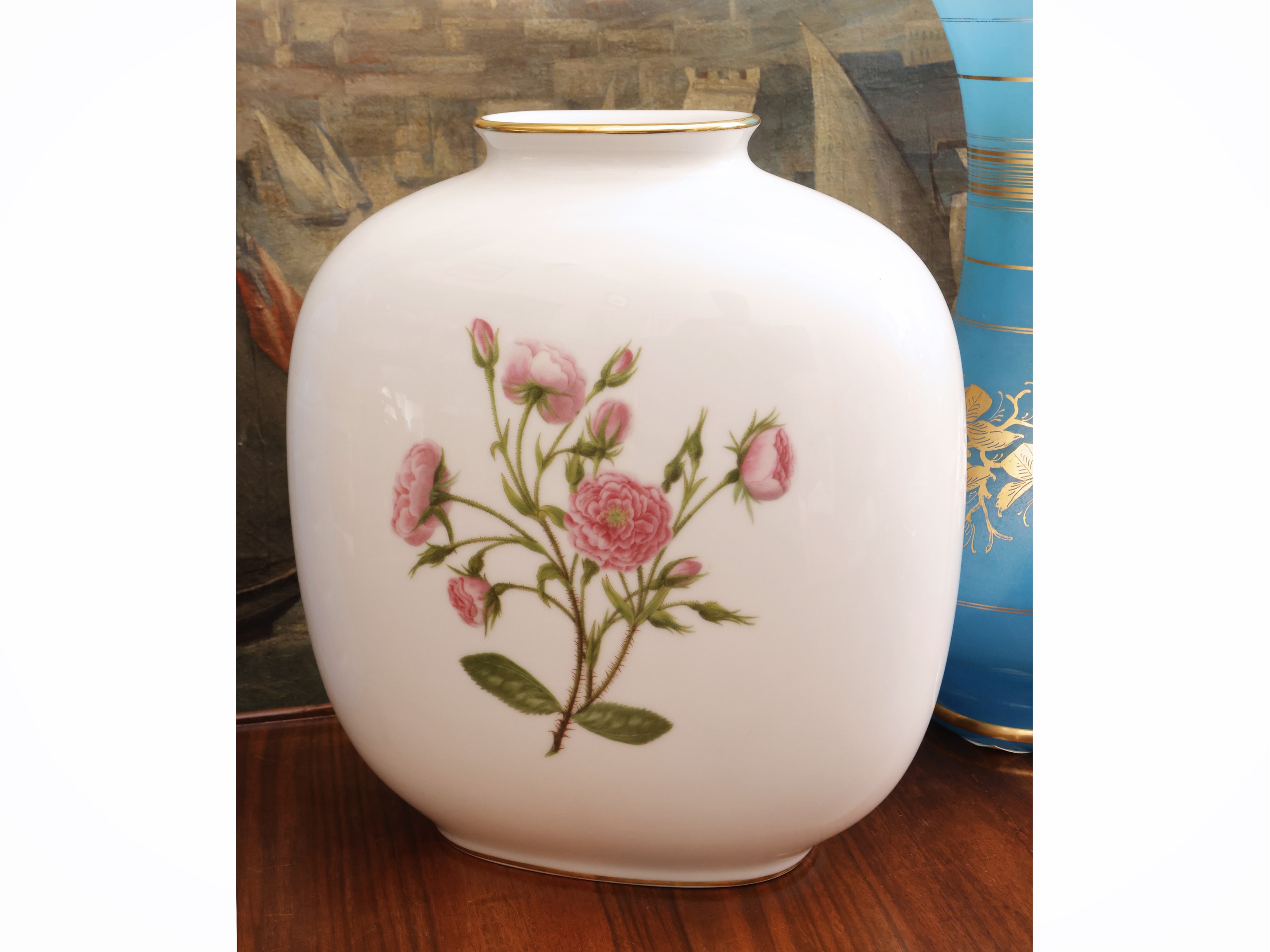 Rosenthal, Grande vaso in porcellana con motivo botanico di rose