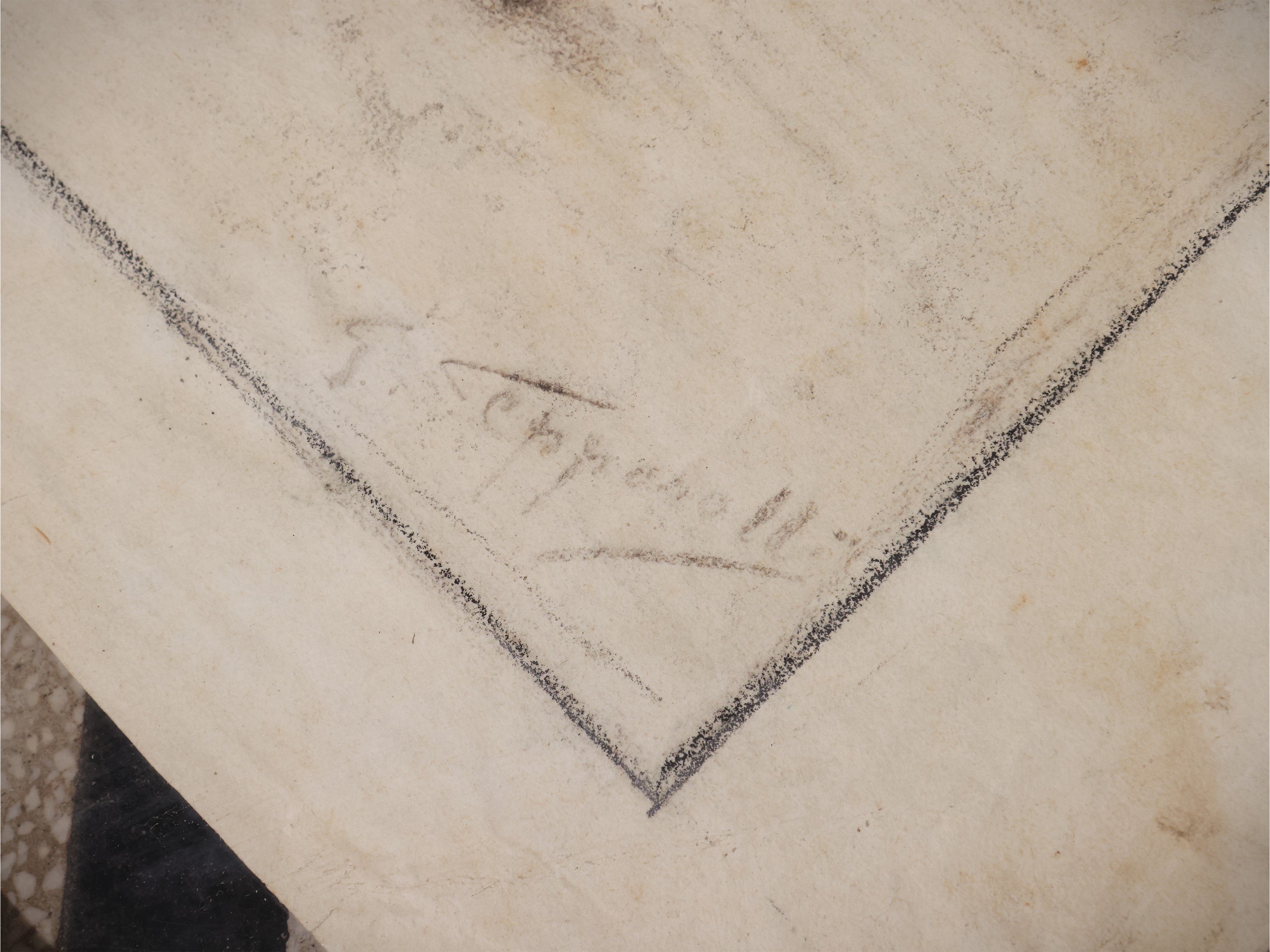 Garibaldo Cepparelli - Composizione con figura, disegno a carboncino su carta