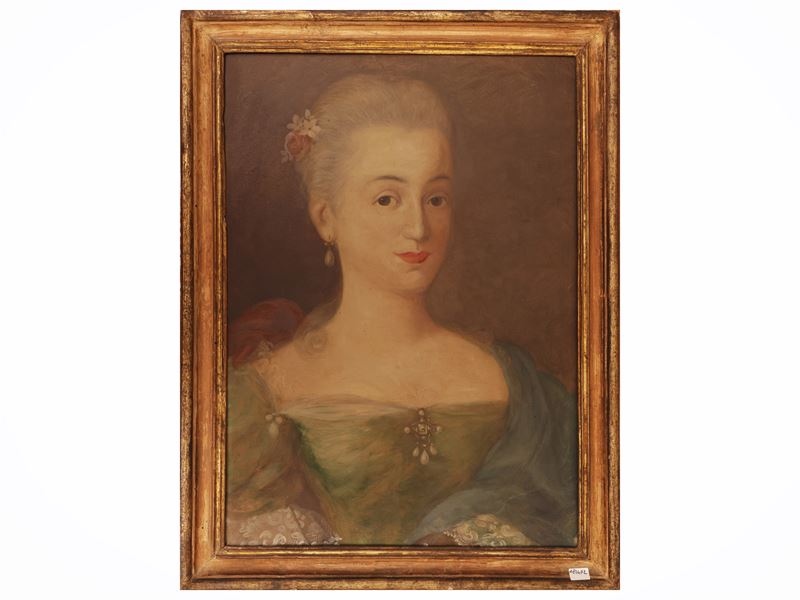 Maniera della Pittura Veneta del XVIII Secolo - Ritratto di dama, olio su cartone