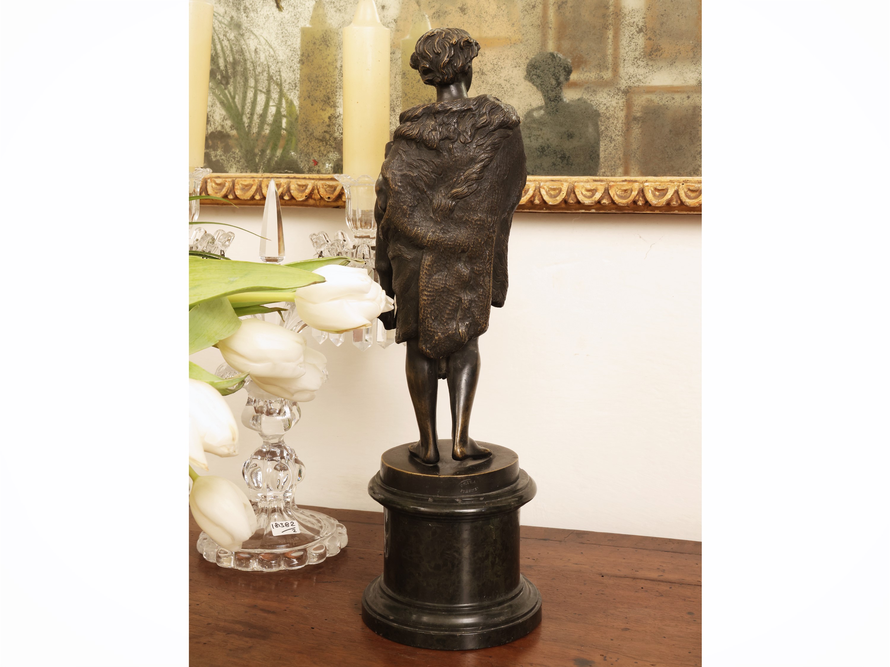 Emile Boyer, Cacciatore, scultura in bronzo su base in marmo, inizio XX secolo