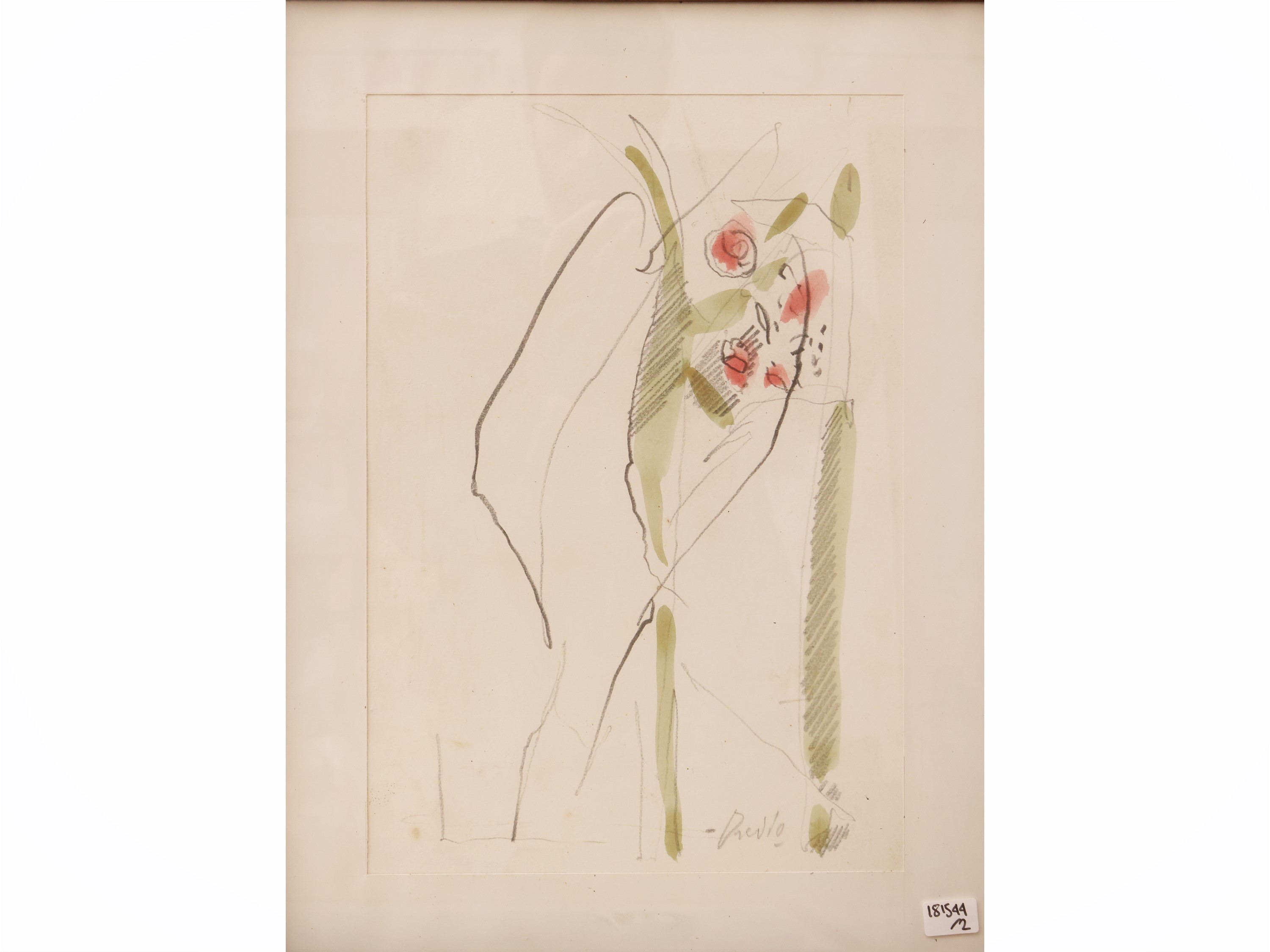 Gastone Breddo - Nature morte, doppio disegno a matita e acquarello su carta