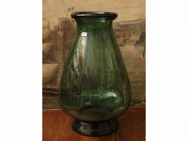 Large green glass vase from Empoli