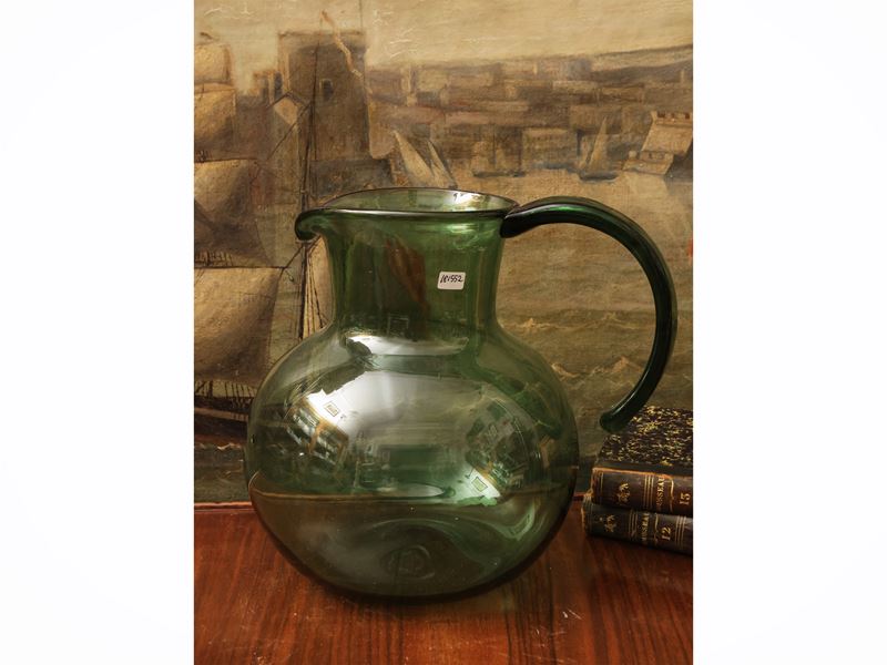 Grande brocca in vetro verde di Empoli