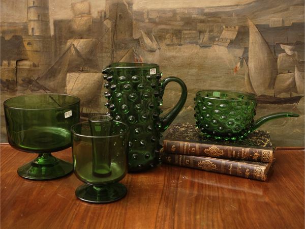 Quattro accessori in vetro verde di Empoli  - Asta L'arte di arredare: occasioni in asta - Maison Bibelot - Casa d'Aste Firenze - Milano