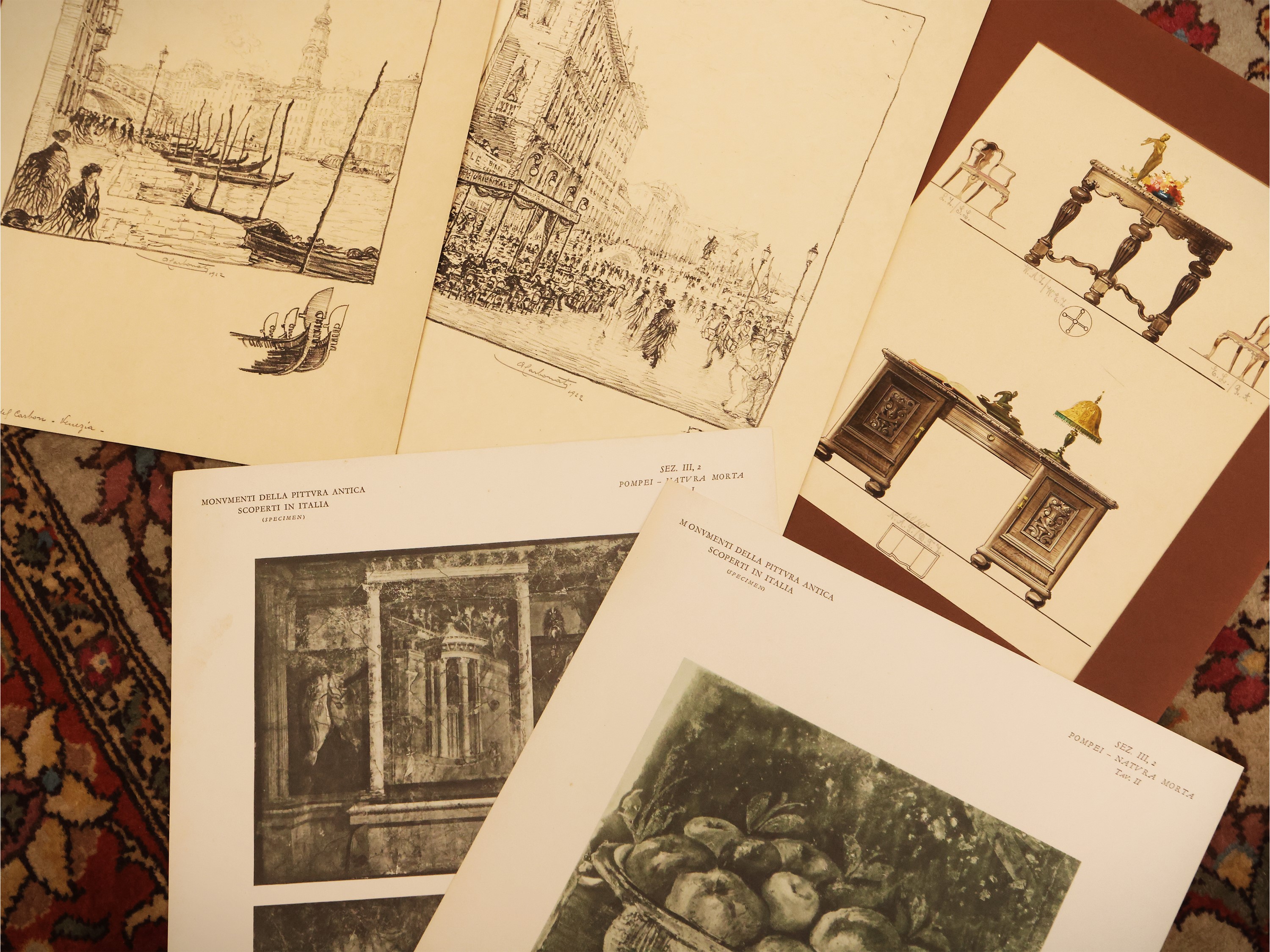 Miscellanea di stampe, fotografie d'epoca e studi, con autografi e documenti storici