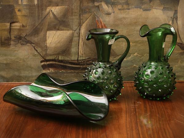 Green glass set from Empoli