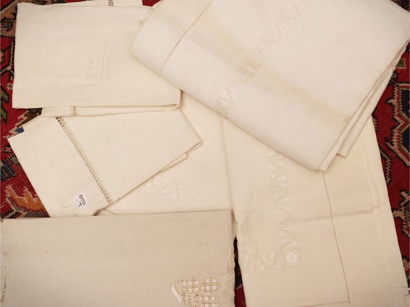 Lenzuolo d'epoca in lino, inizio del XX secolo