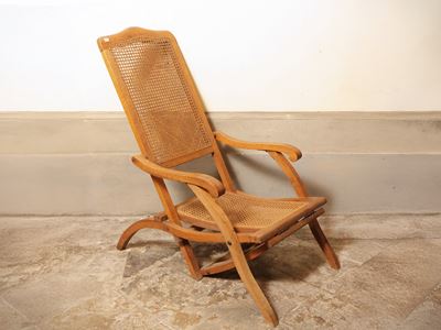 Sedia sdraio pieghevole in faggio, inizio del XX secolo