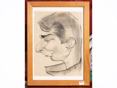 Autore non identificato, Coppia di Caricature in Carboncino