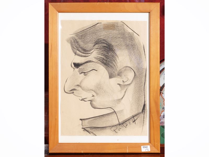Autore non identificato, Coppia di Caricature in Carboncino