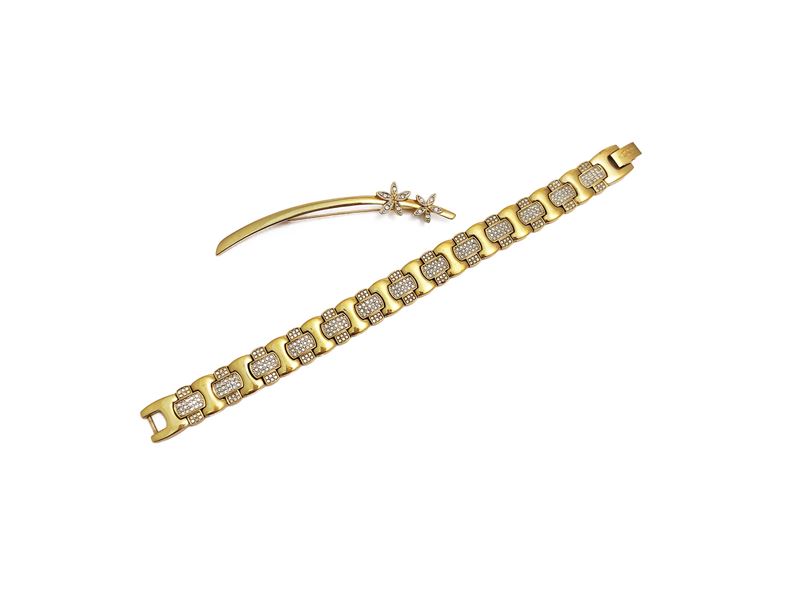 Bracciale e Spilla in metallo golden tone