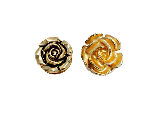 Two golden tone metal scarf holders