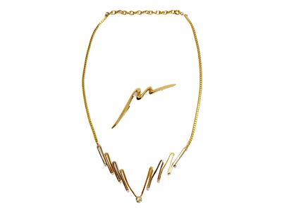Spilla e Collana in Metallo Golden Tone
