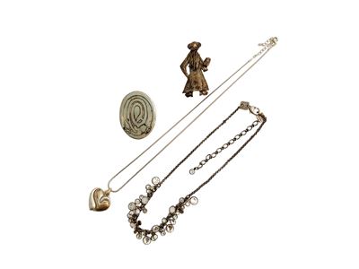 Komplott by Miranda Ko, Collana e spilla con strass in metallo silver tone