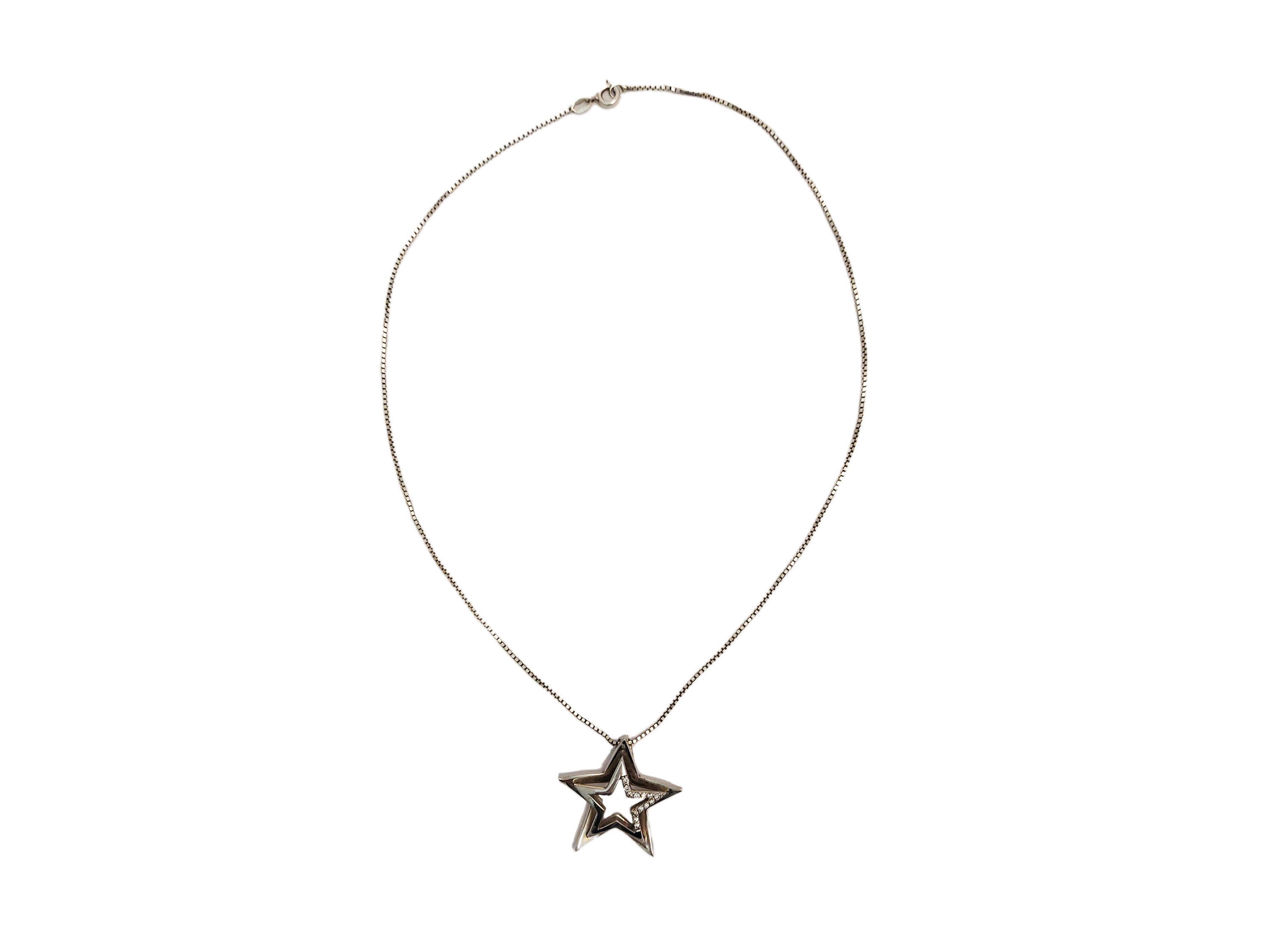 Collanina con pendente in argento 925 a forma di stella con strass