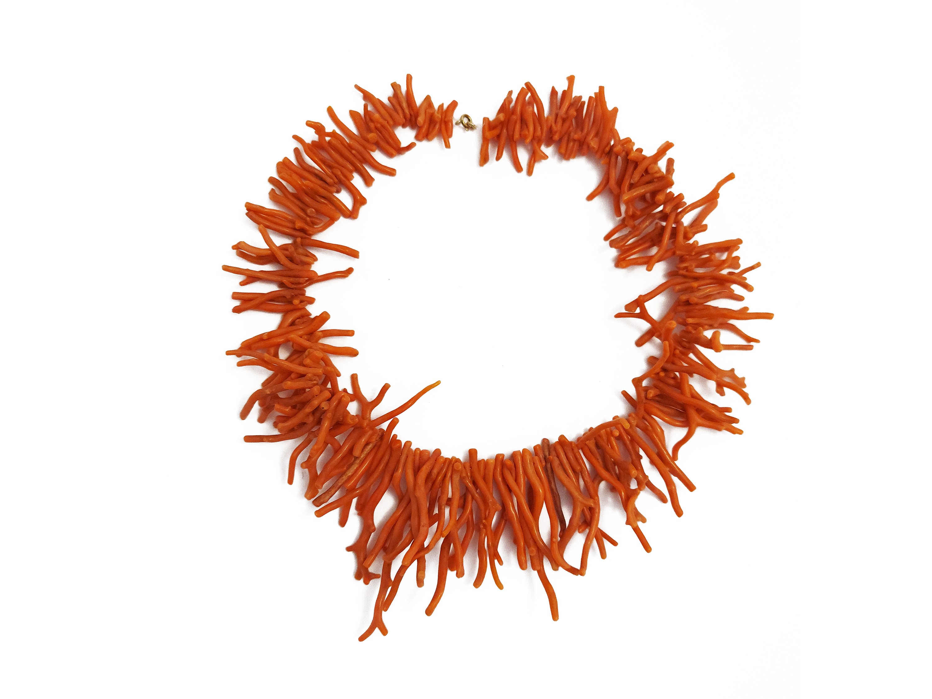 Collana con rametti di corallo naturale, lunghezza cm 48