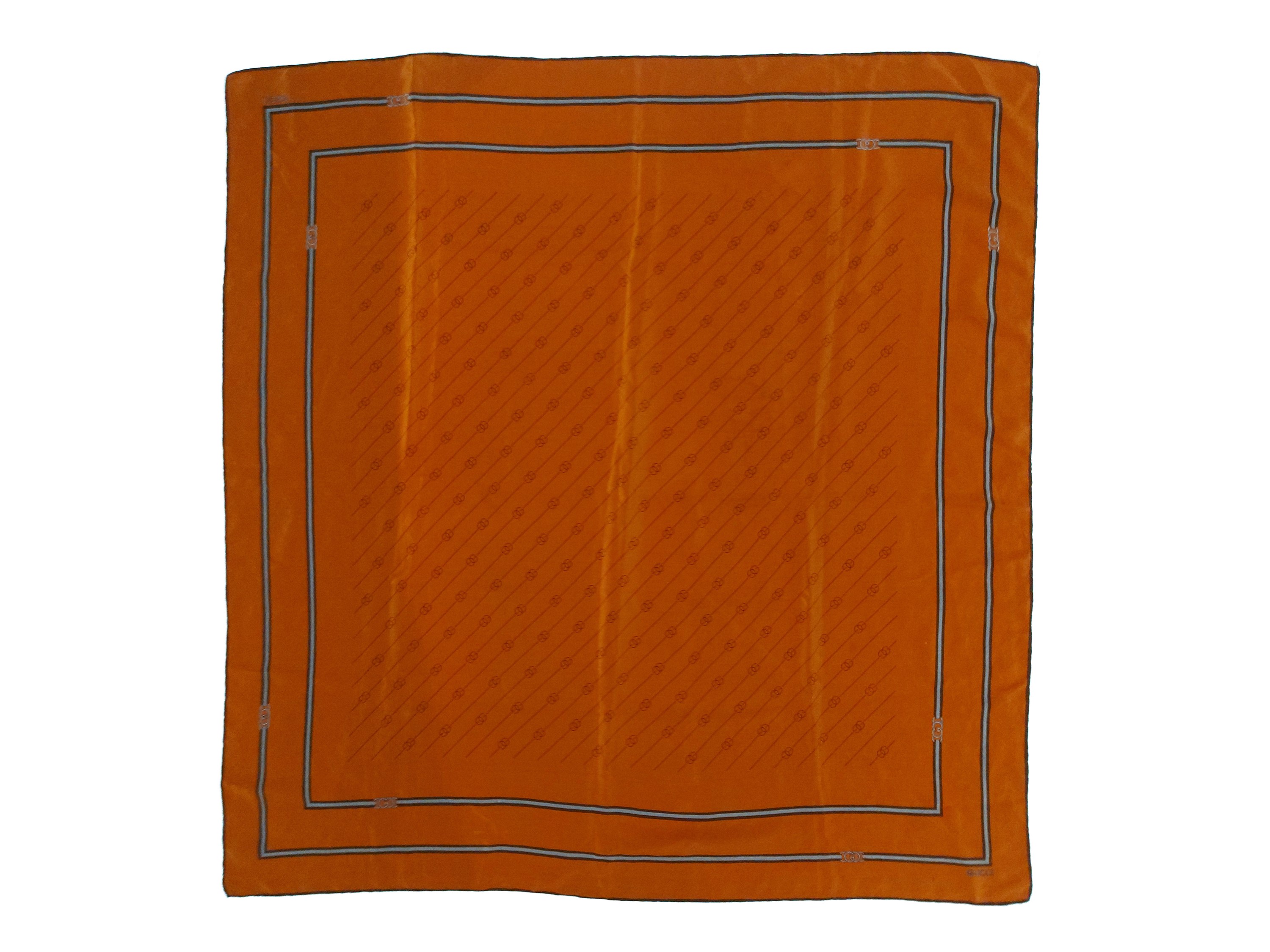 Gucci, Foulard in seta marrone bruciato con motivo monogram