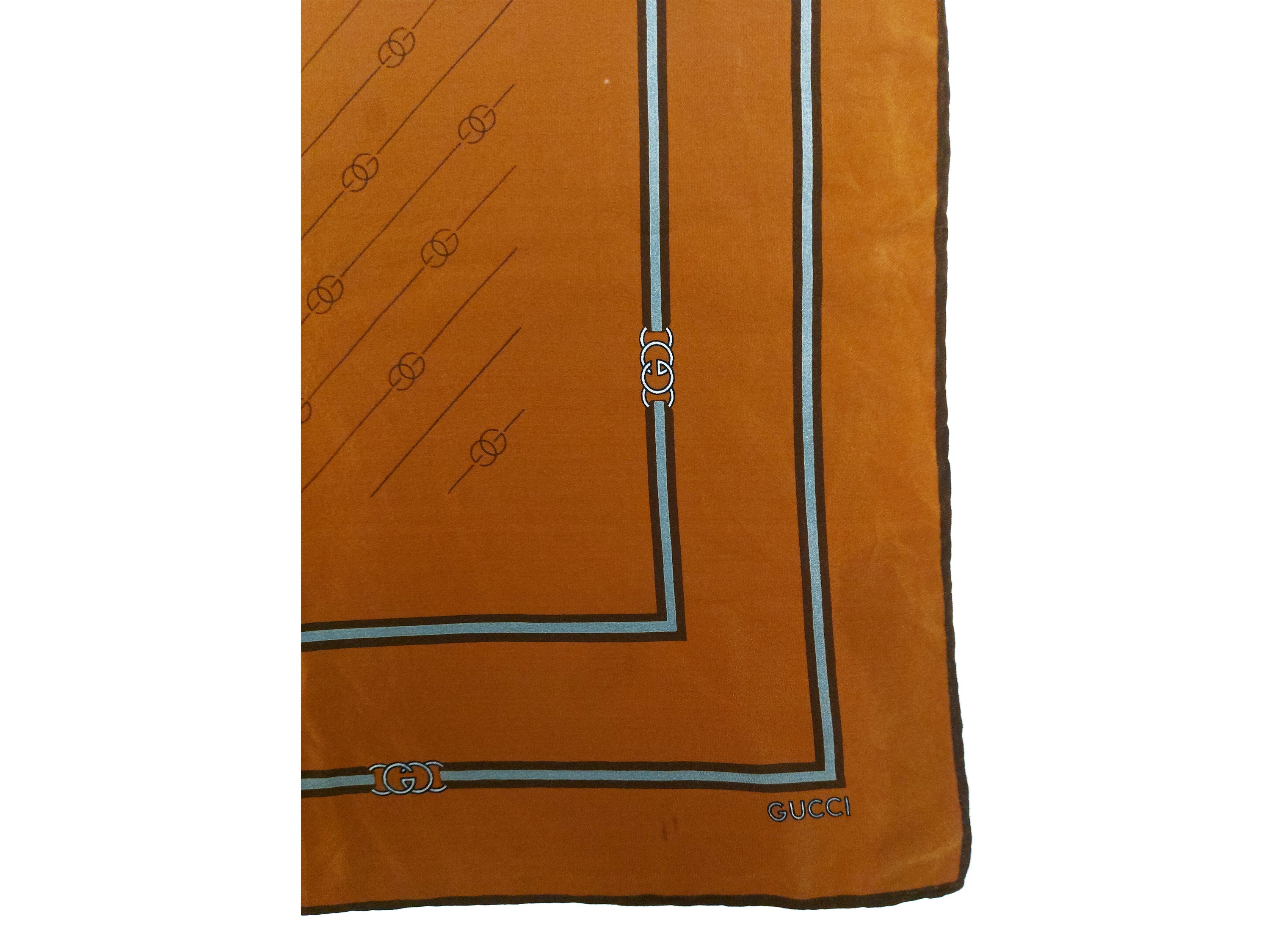 Gucci, Foulard in seta marrone bruciato con motivo monogram