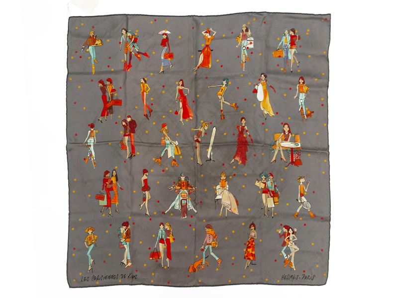 Hermès - Foulard in seta "Les parisiennes de Kiraz"