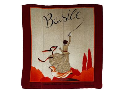 Basile, Foulard in seta con figura femminile danzante e Christian Dior, Foulard in seta con motiv...