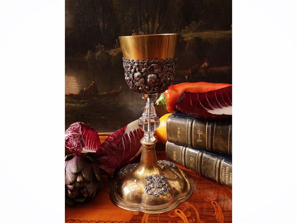 Calice liturgico in rame dorato e argento