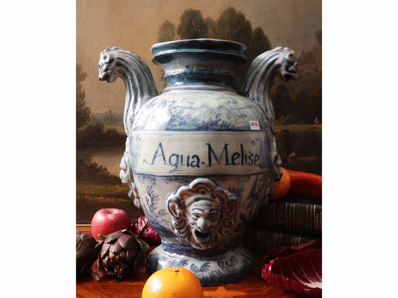 Stagnone di farmacia in maiolica, Liguria, XVIII secolo
