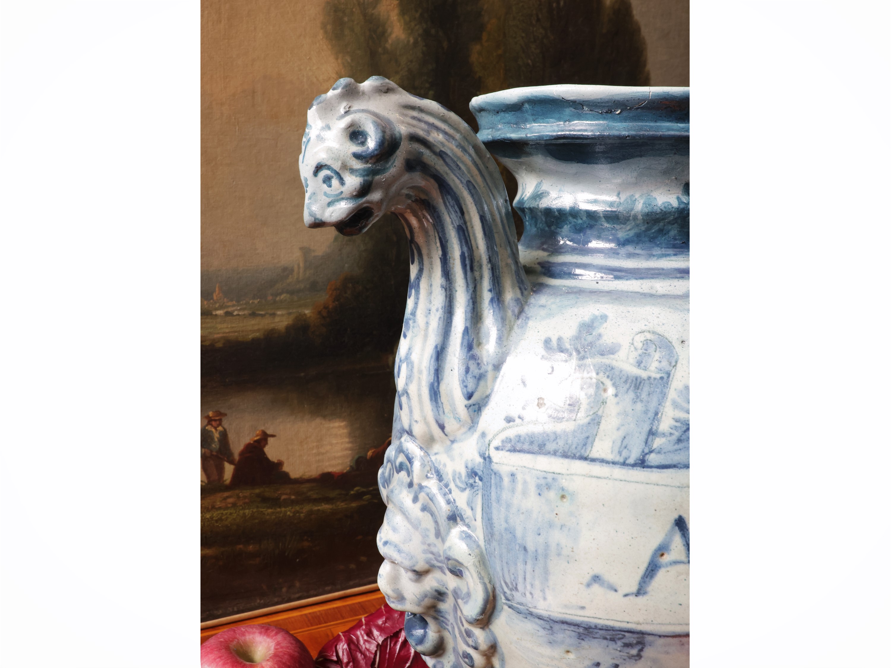 Stagnone di farmacia in maiolica, Liguria, XVIII secolo