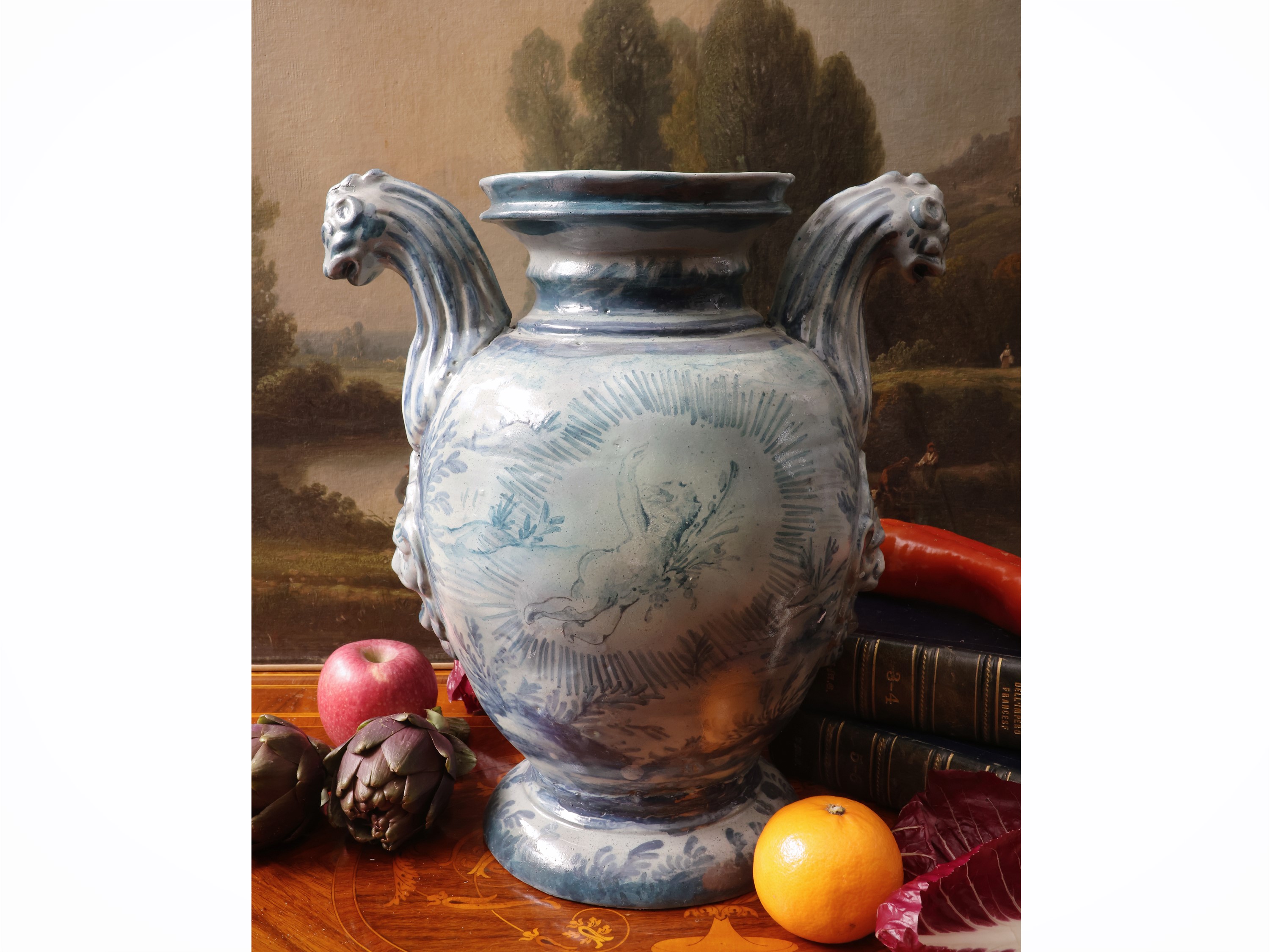 Stagnone di farmacia in maiolica, Liguria, XVIII secolo