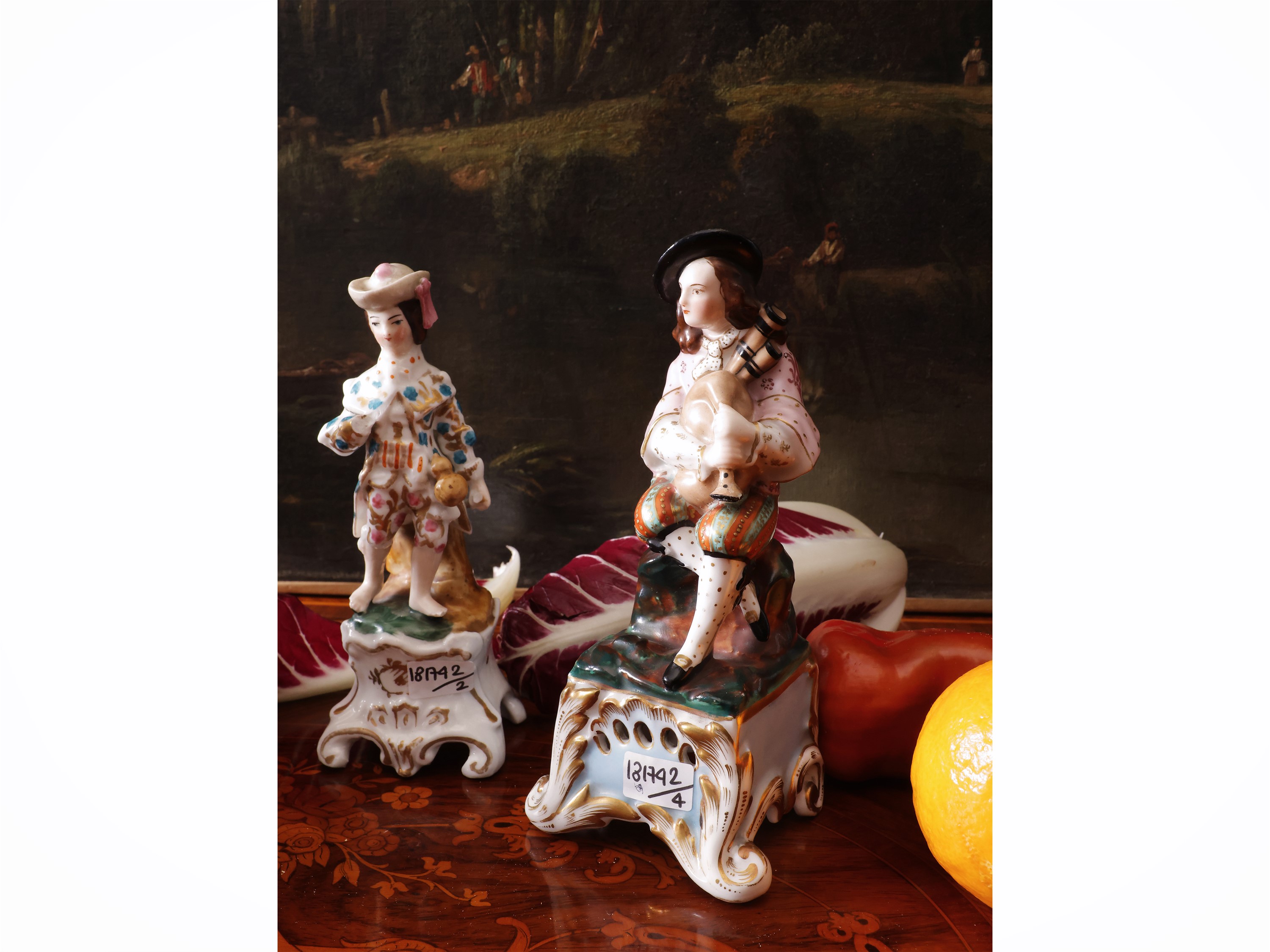 Porcellana Policroma, Quattro Figure da Collezione del XIX Secolo