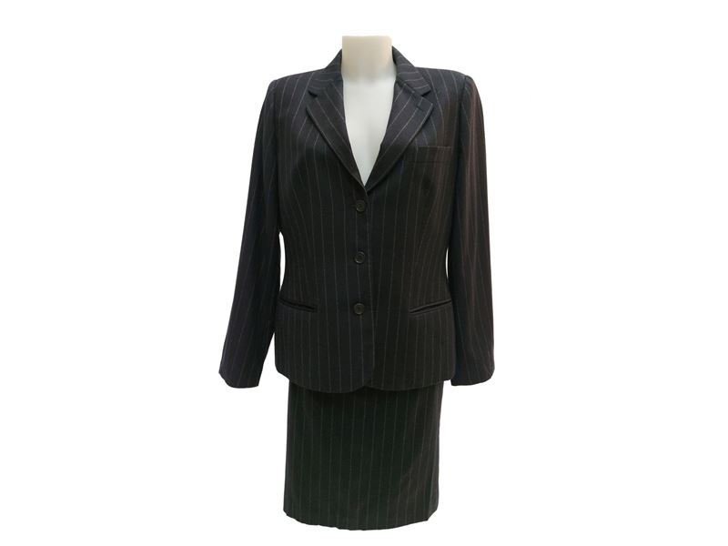 Giorgio Armani - Tailleur gessato in lana blu