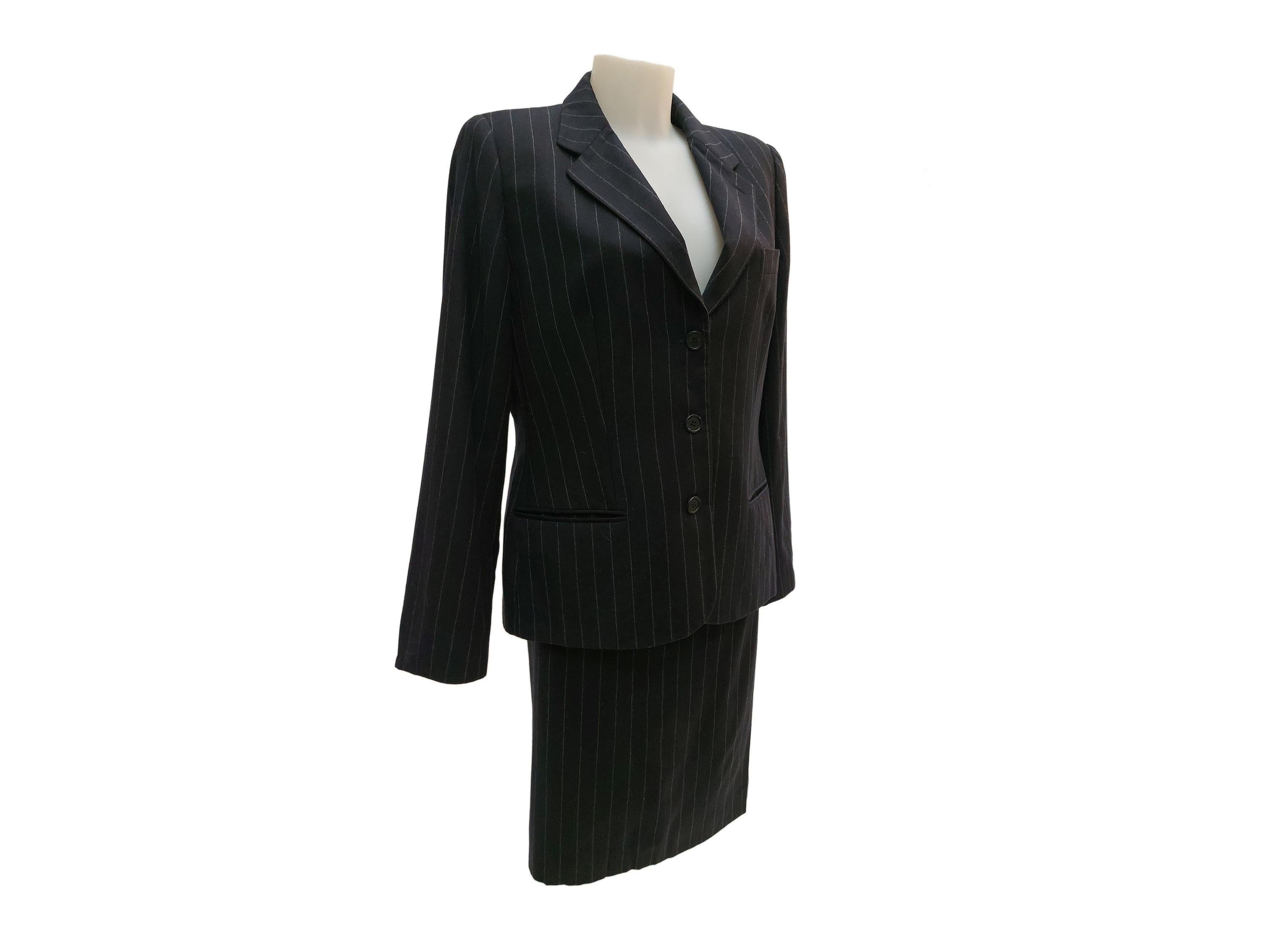 Giorgio Armani - Tailleur gessato in lana blu