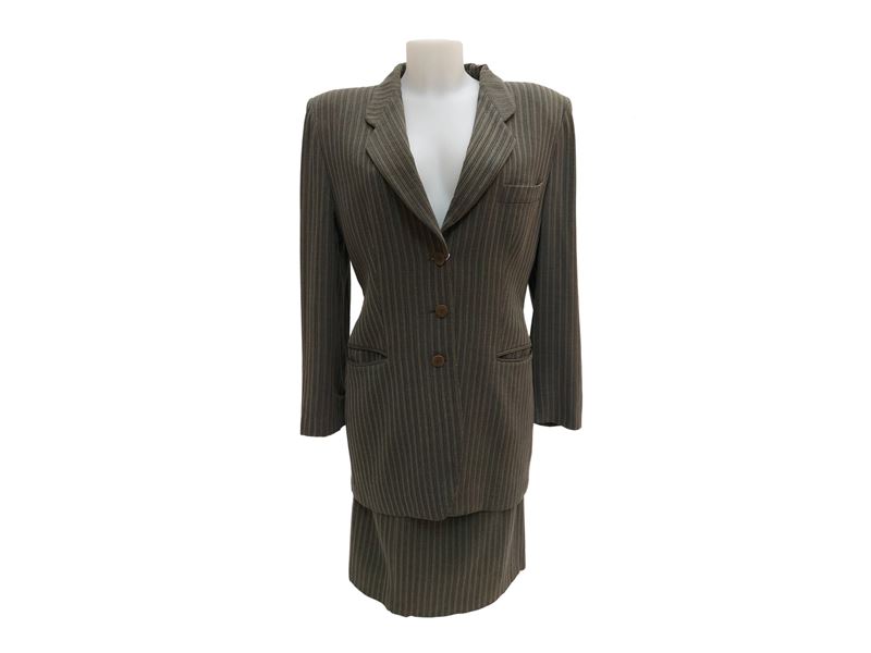 Giorgio Armani - Tailleur rigato nero e beige