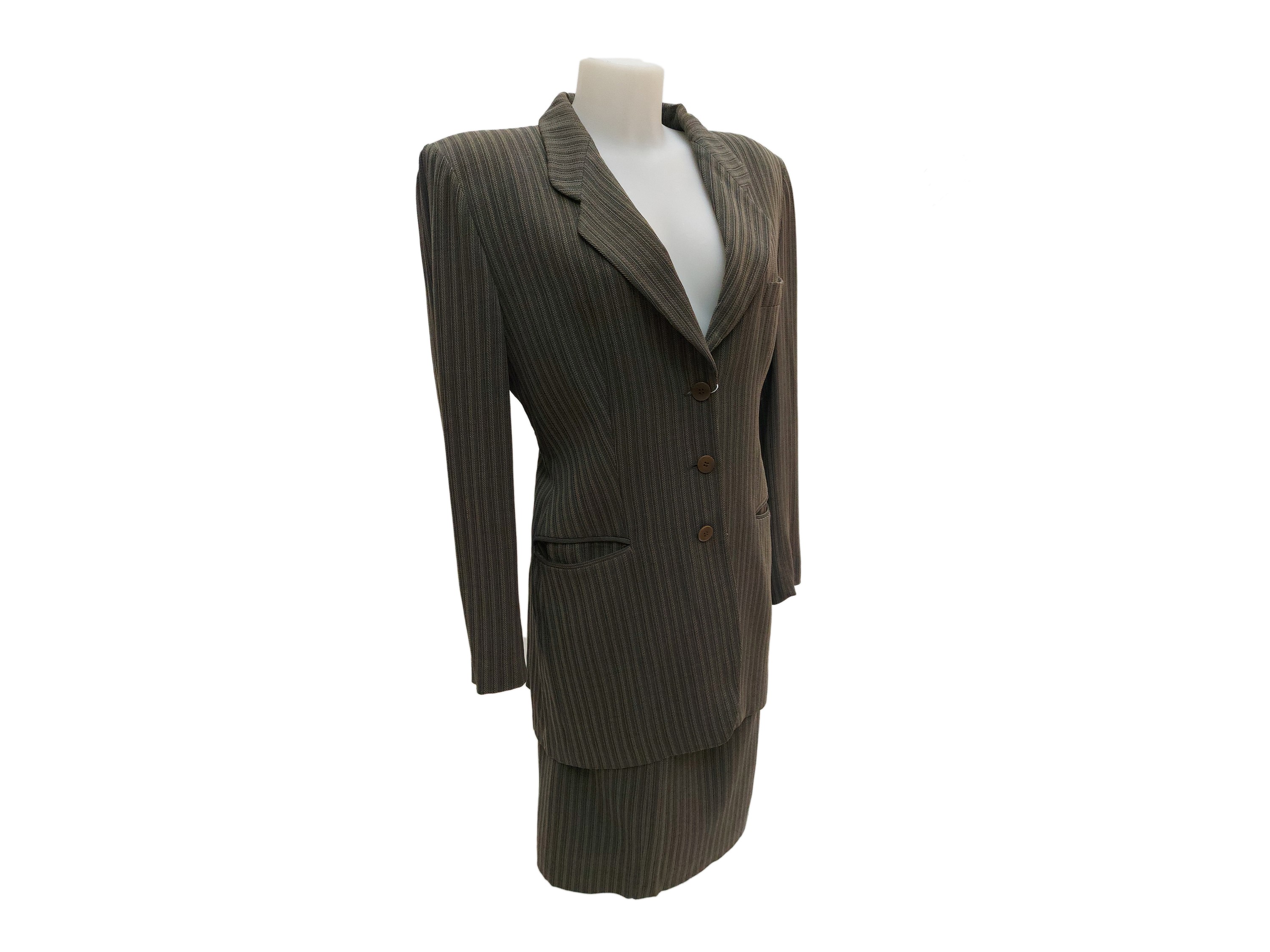 Giorgio Armani - Tailleur rigato nero e beige