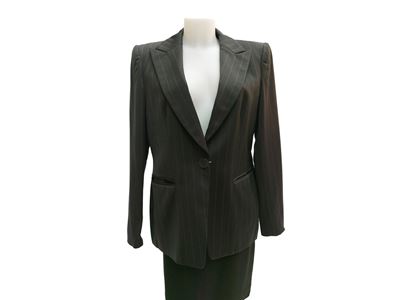 Giorgio Armani - Giacca Gessata in Lana Nera