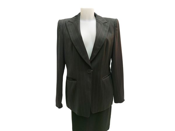 Giorgio Armani - Giacca gessata in lana nera