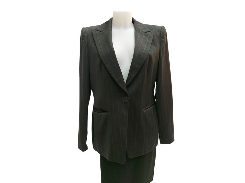 Giorgio Armani - Giacca Gessata in Lana Nera