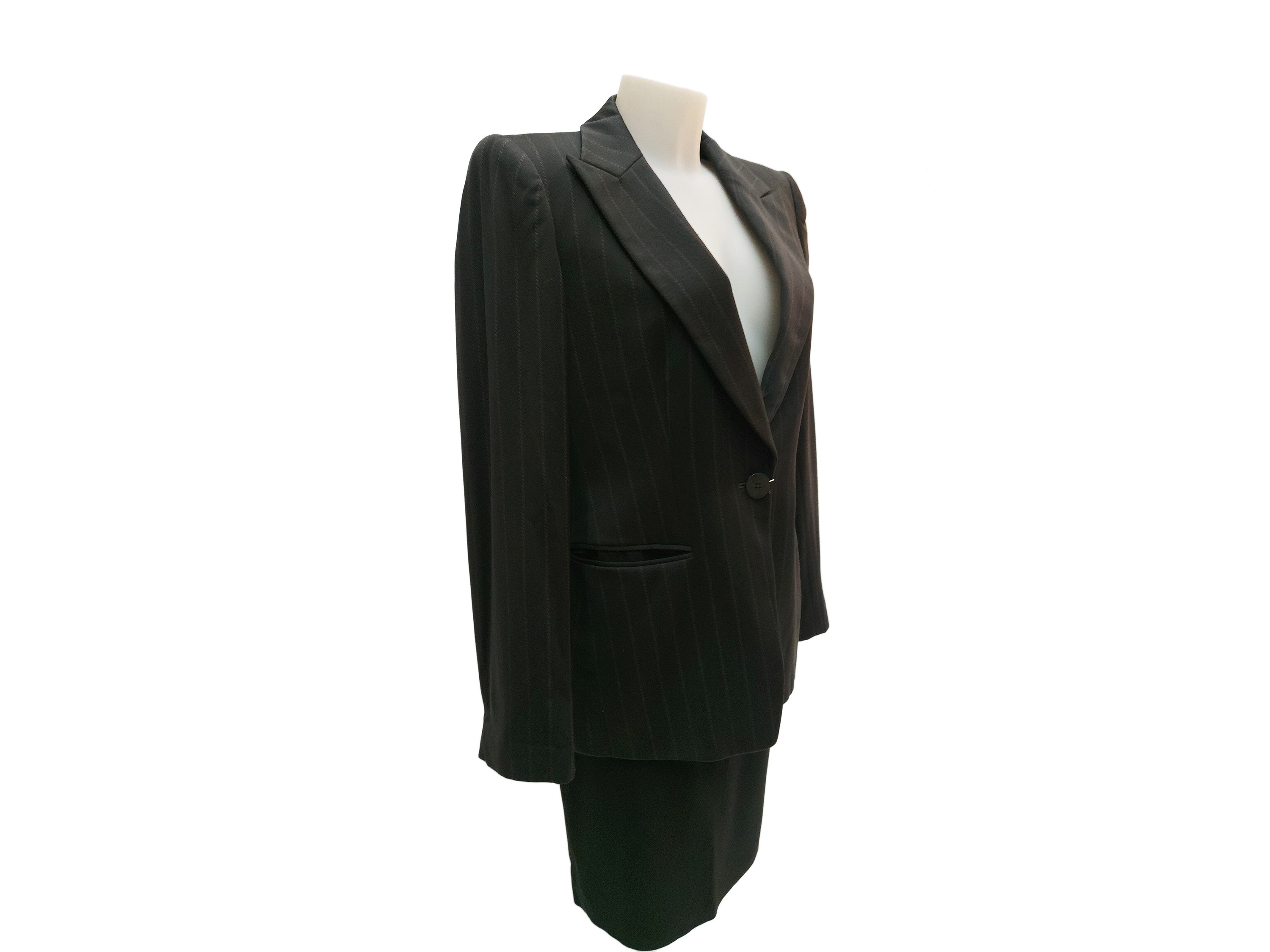 Giorgio Armani - Giacca Gessata in Lana Nera