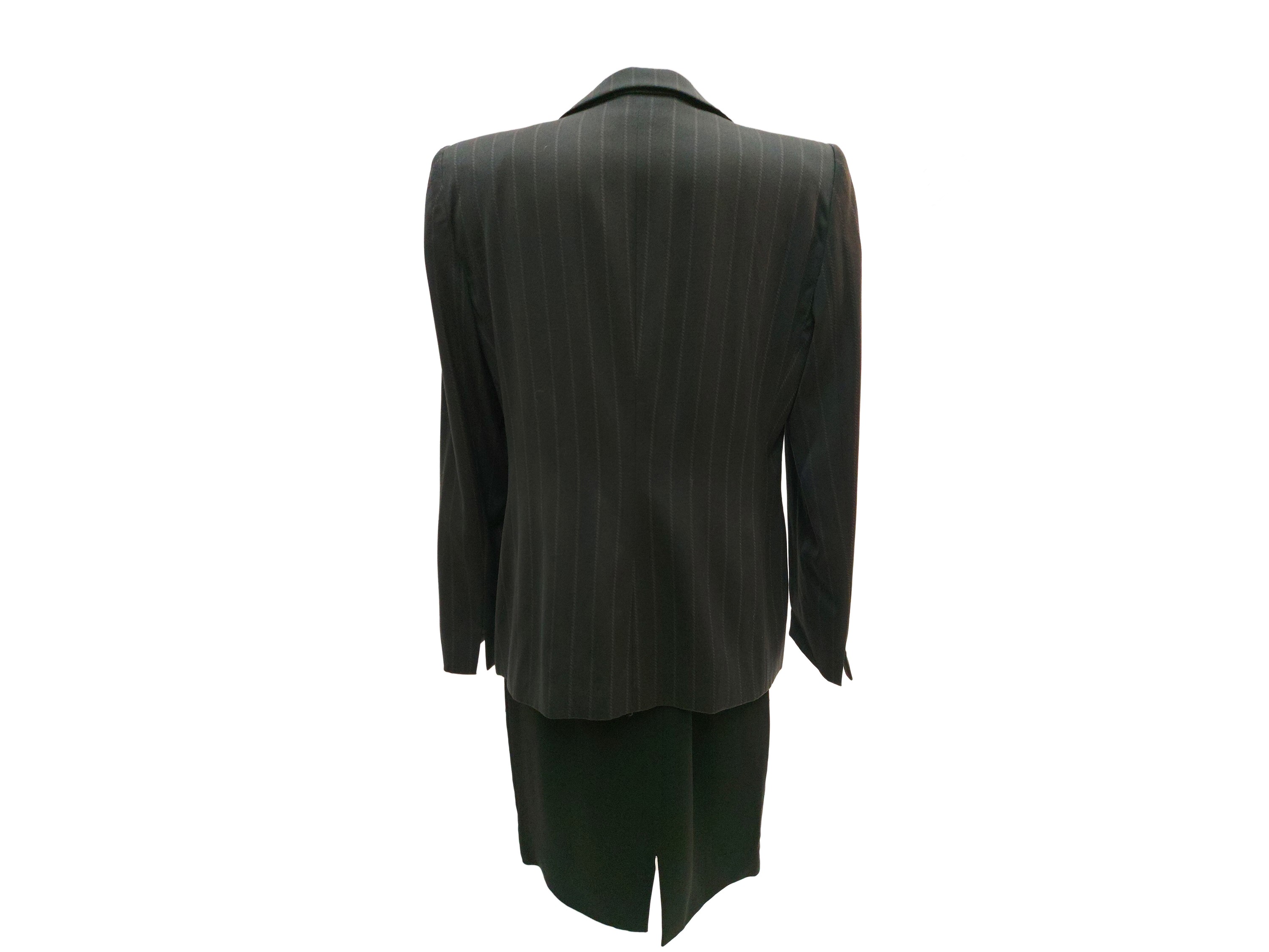 Giorgio Armani - Giacca Gessata in Lana Nera