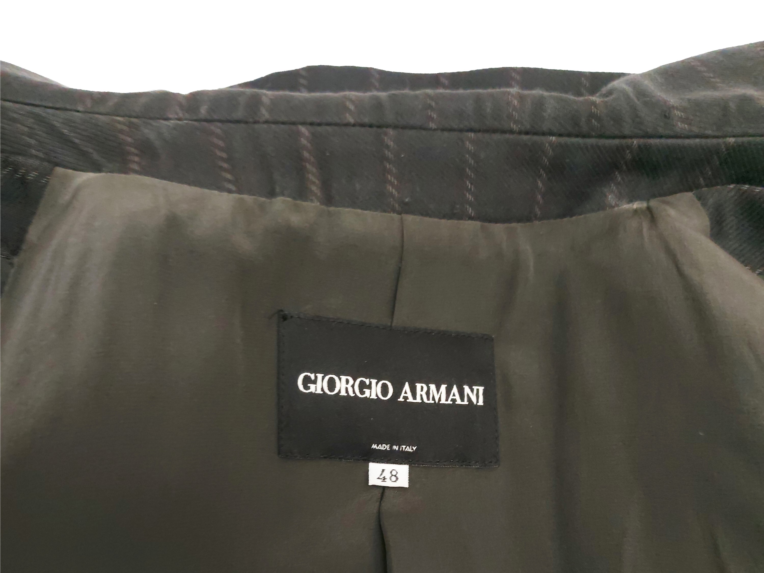 Giorgio Armani - Giacca Gessata in Lana Nera
