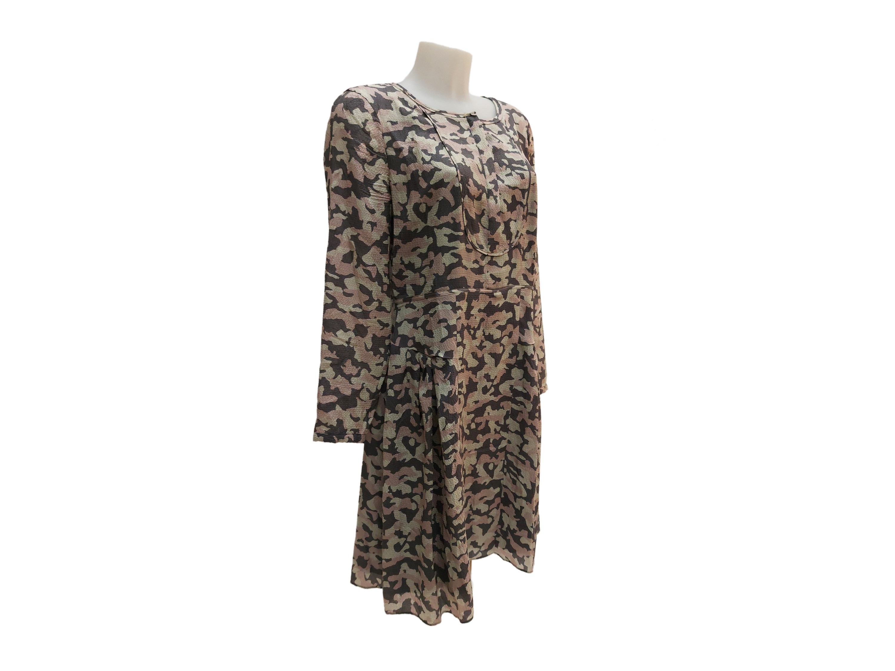Burberry Brit - Abito in Seta Camuflage nei Toni del Rosa e del Grigio