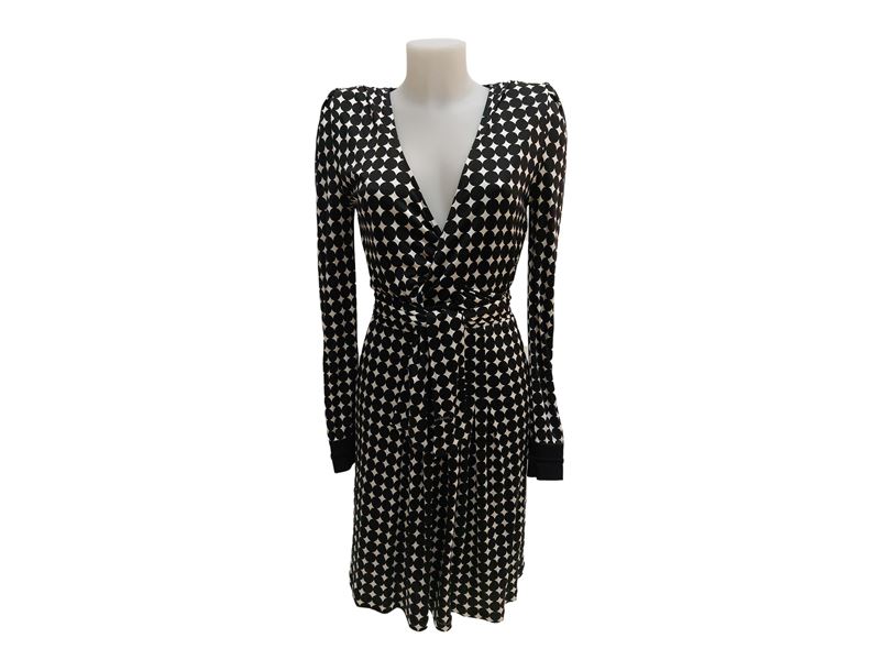 Roberto Cavalli - Abito fantasia optical bianco e nero