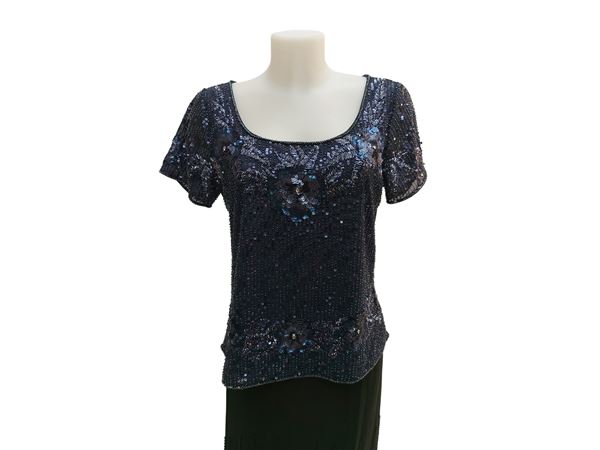 Luisa Spagnoli - Blusa in paillettes blu