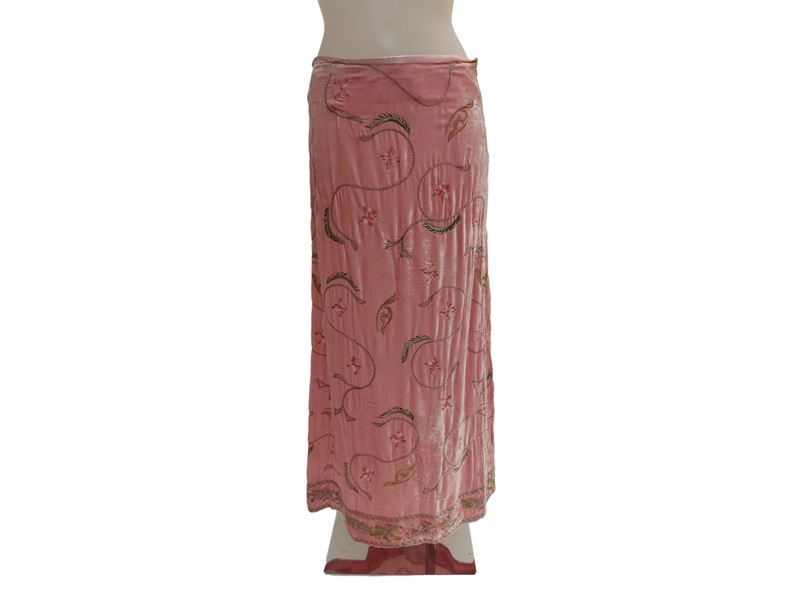 Scervino - Gonna Midi in Velluto Rosa